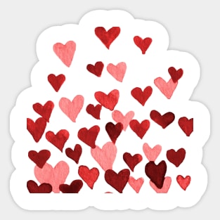 Valentine’s Day Watercolor Hearts – red Sticker